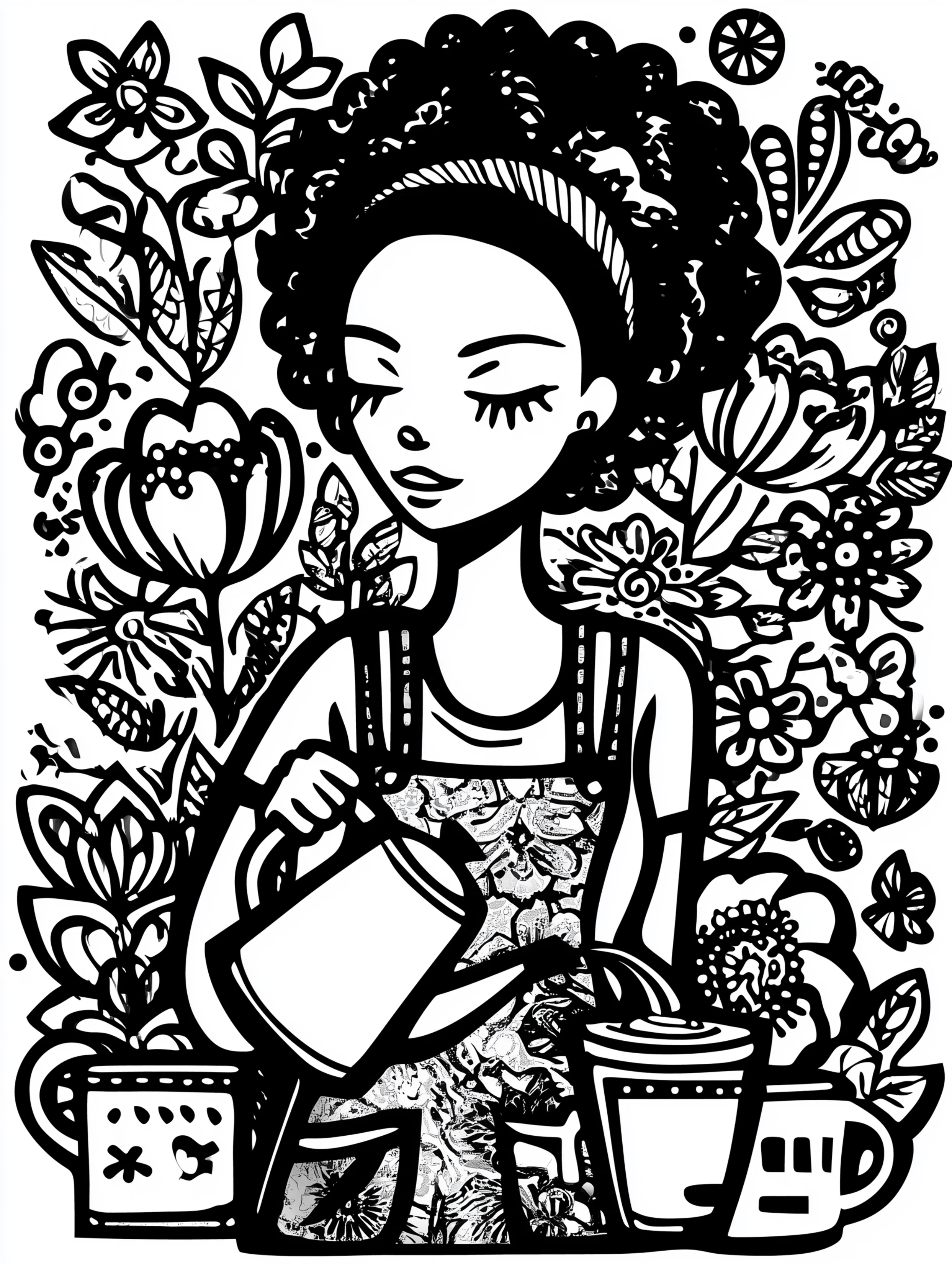 Free printable coloring page for your mom featuring a mom pouring tea
